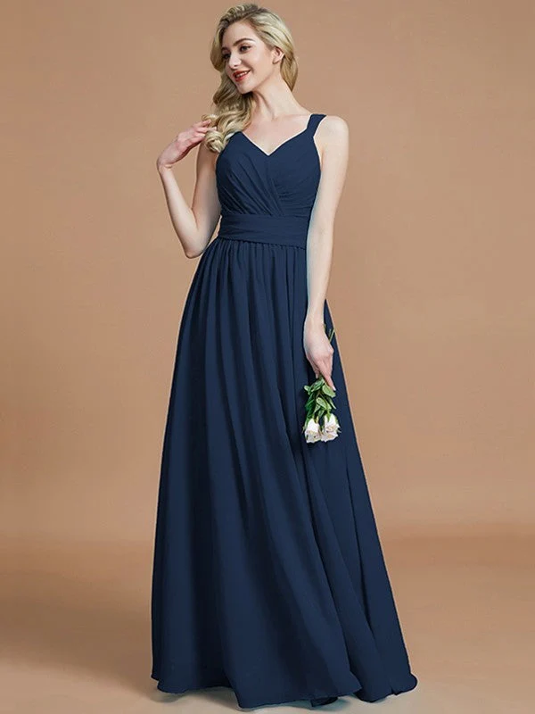 V-Neck Elegant Chiffon Sleeveless Bridesmaid Dresses - Image 16