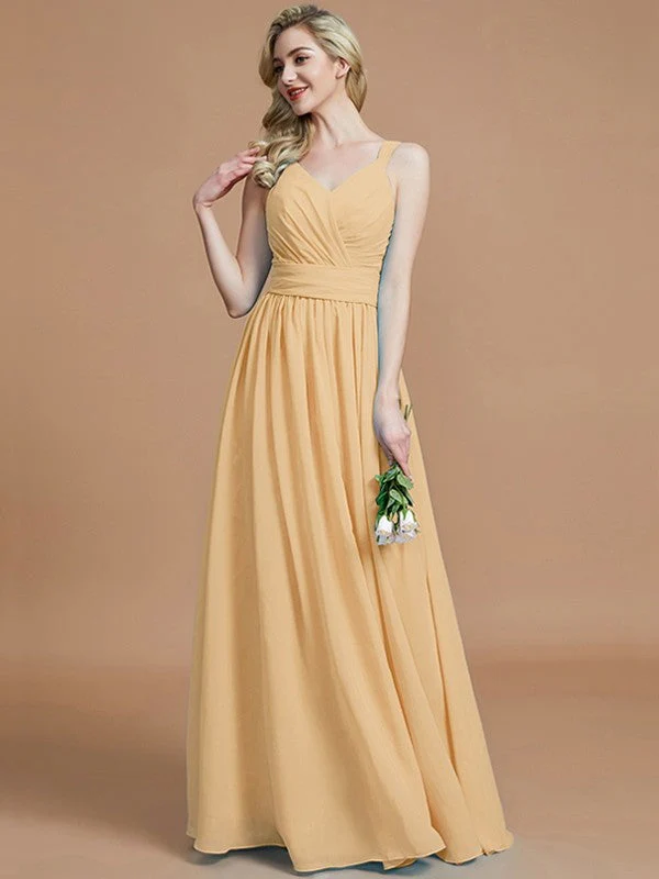 V-Neck Elegant Chiffon Sleeveless Bridesmaid Dresses - Image 18