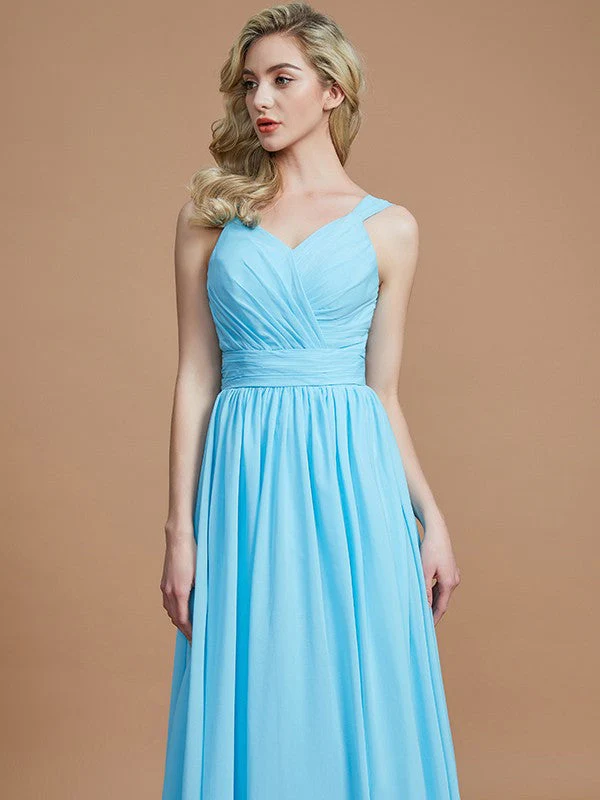 V-Neck Elegant Chiffon Sleeveless Bridesmaid Dresses - Image 2