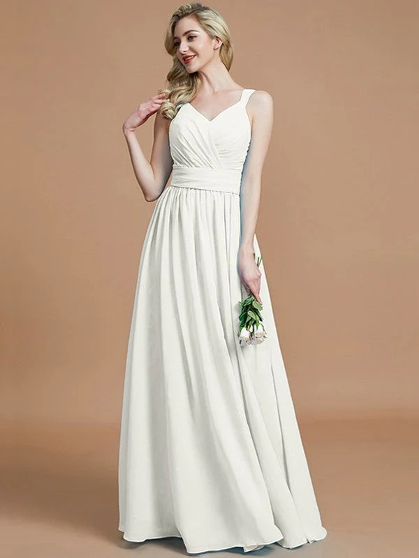 V-Neck Elegant Chiffon Sleeveless Bridesmaid Dresses - Image 22