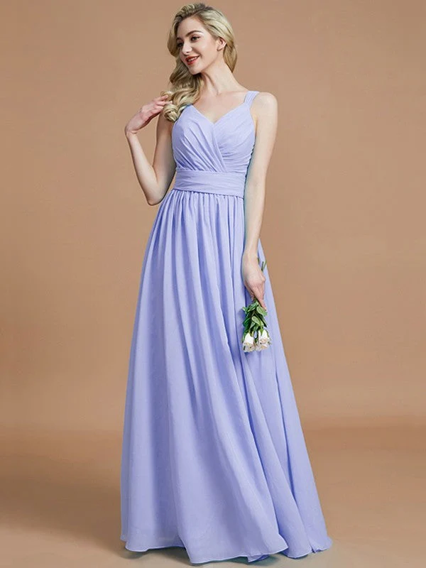 V-Neck Elegant Chiffon Sleeveless Bridesmaid Dresses - Image 23