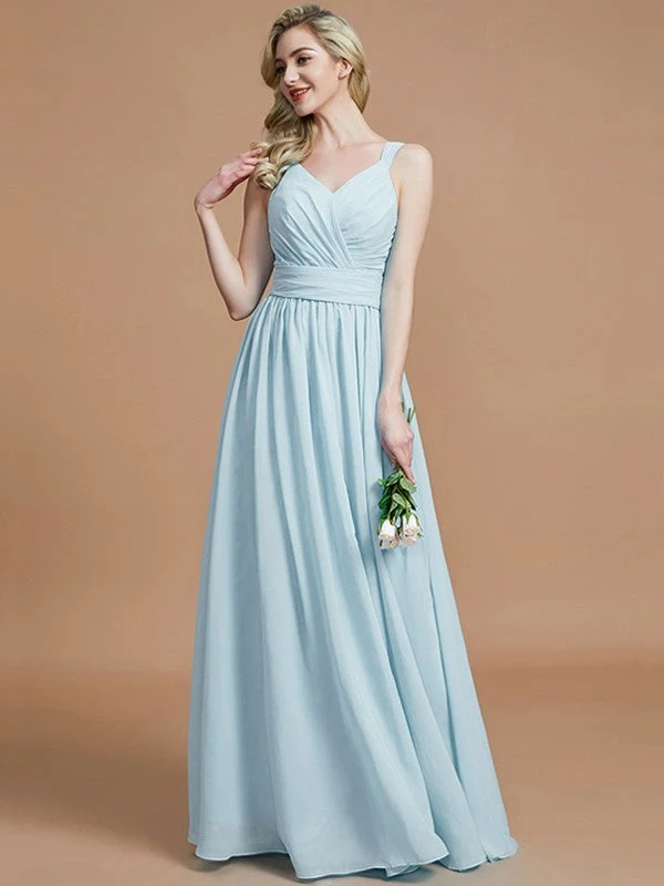 V-Neck Elegant Chiffon Sleeveless Bridesmaid Dresses - Image 24