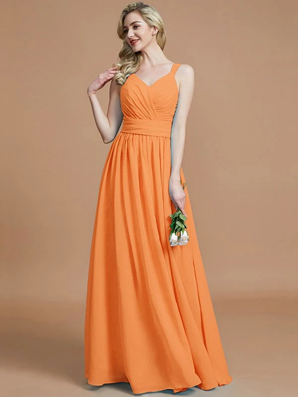 V-Neck Elegant Chiffon Sleeveless Bridesmaid Dresses - Image 26