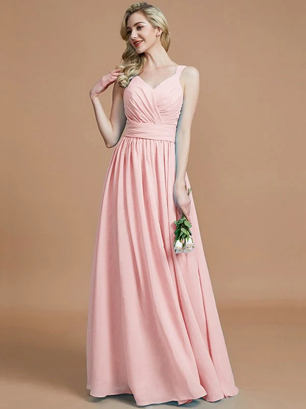 V-Neck Elegant Chiffon Sleeveless Bridesmaid Dresses - Image 27