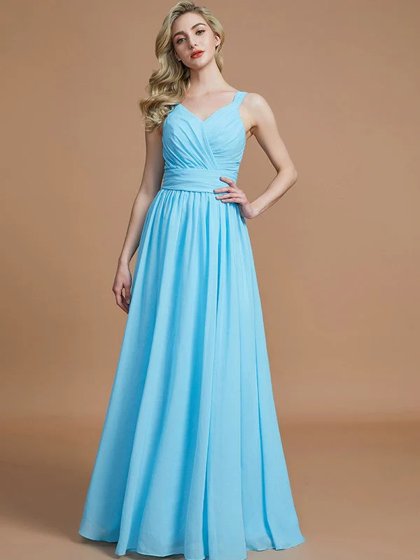 V-Neck Elegant Chiffon Sleeveless Bridesmaid Dresses - Image 3
