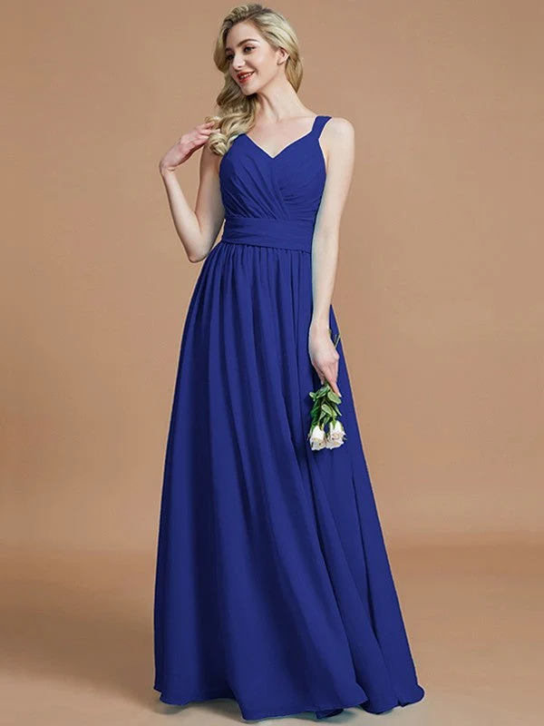 V-Neck Elegant Chiffon Sleeveless Bridesmaid Dresses - Image 31