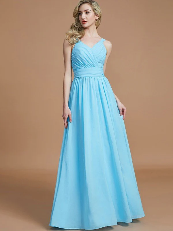 V-Neck Elegant Chiffon Sleeveless Bridesmaid Dresses - Image 4