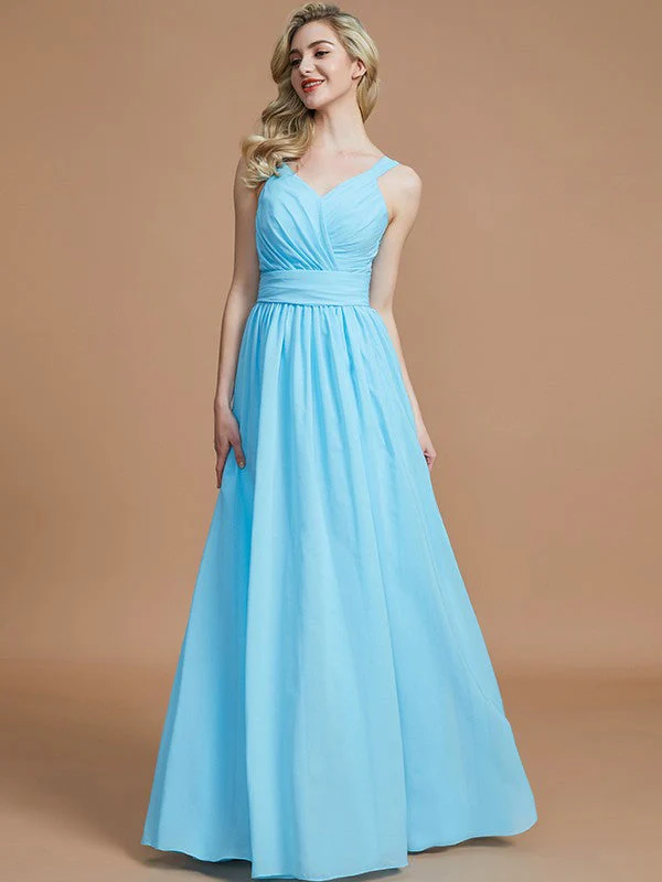 V-Neck Elegant Chiffon Sleeveless Bridesmaid Dresses - Image 5