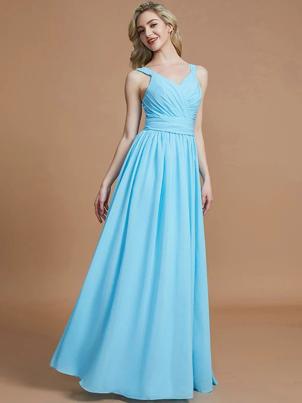 V-Neck Elegant Chiffon Sleeveless Bridesmaid Dresses - Image 6