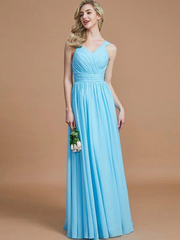 V-Neck Elegant Chiffon Sleeveless Bridesmaid Dresses - Image 7