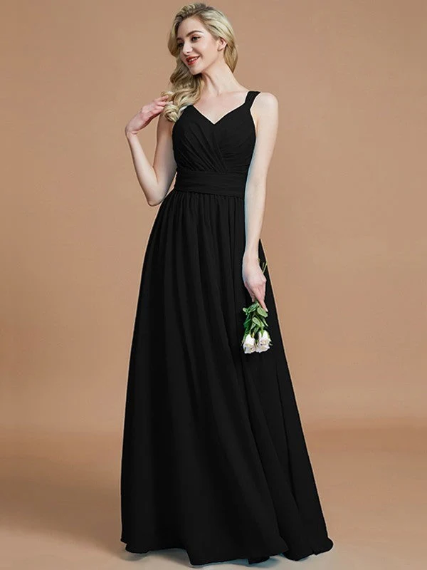 V-Neck Elegant Chiffon Sleeveless Bridesmaid Dresses - Image 8