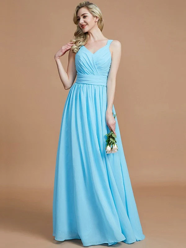 V-Neck Elegant Chiffon Sleeveless Bridesmaid Dresses - Image 9