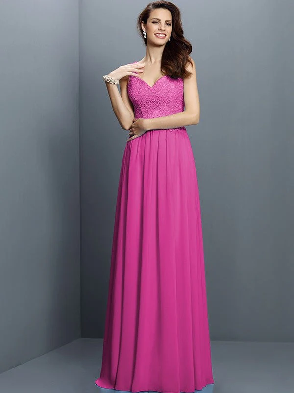 V-Neck Elegant Lace Sleeveless Long Chiffon Bridesmaid Dresses - Image 11