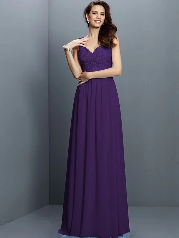 V-Neck Elegant Lace Sleeveless Long Chiffon Bridesmaid Dresses - Image 13