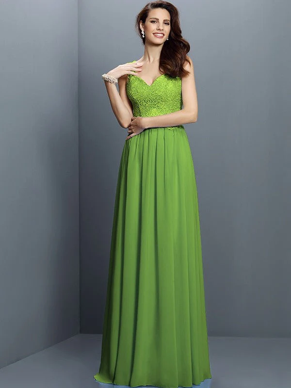 V-Neck Elegant Lace Sleeveless Long Chiffon Bridesmaid Dresses - Image 14