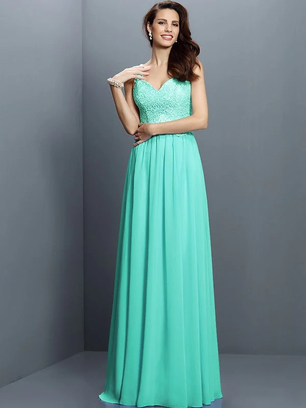 V-Neck Elegant Lace Sleeveless Long Chiffon Bridesmaid Dresses - Image 15
