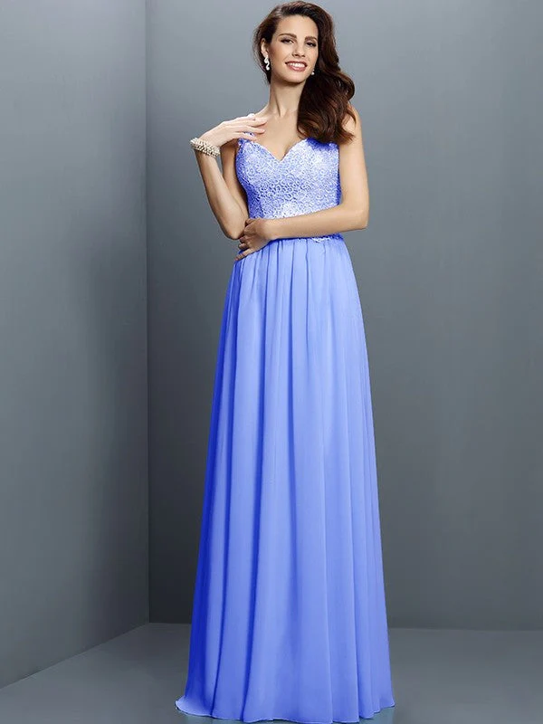V-Neck Elegant Lace Sleeveless Long Chiffon Bridesmaid Dresses - Image 16