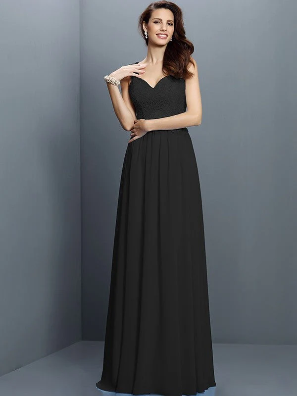 V-Neck Elegant Lace Sleeveless Long Chiffon Bridesmaid Dresses - Image 2