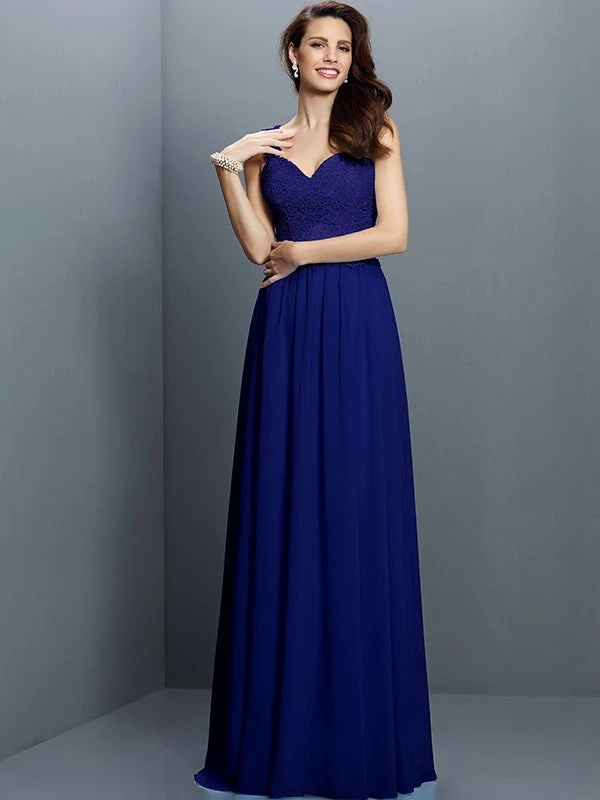 V-Neck Elegant Lace Sleeveless Long Chiffon Bridesmaid Dresses - Image 23
