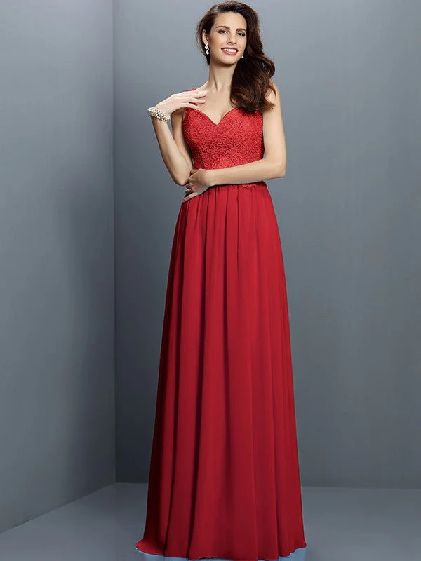 V-Neck Elegant Lace Sleeveless Long Chiffon Bridesmaid Dresses - Image 24