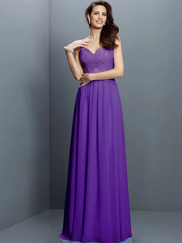 V-Neck Elegant Lace Sleeveless Long Chiffon Bridesmaid Dresses - Image 28