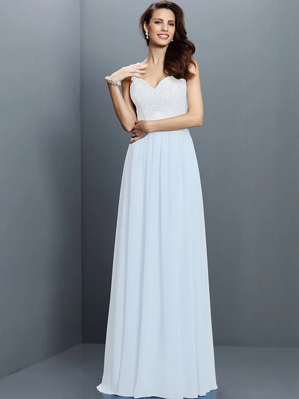 V-Neck Elegant Lace Sleeveless Long Chiffon Bridesmaid Dresses - Image 29