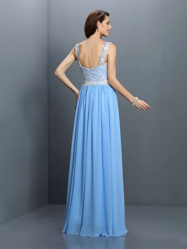 V-Neck Elegant Lace Sleeveless Long Chiffon Bridesmaid Dresses - Image 30