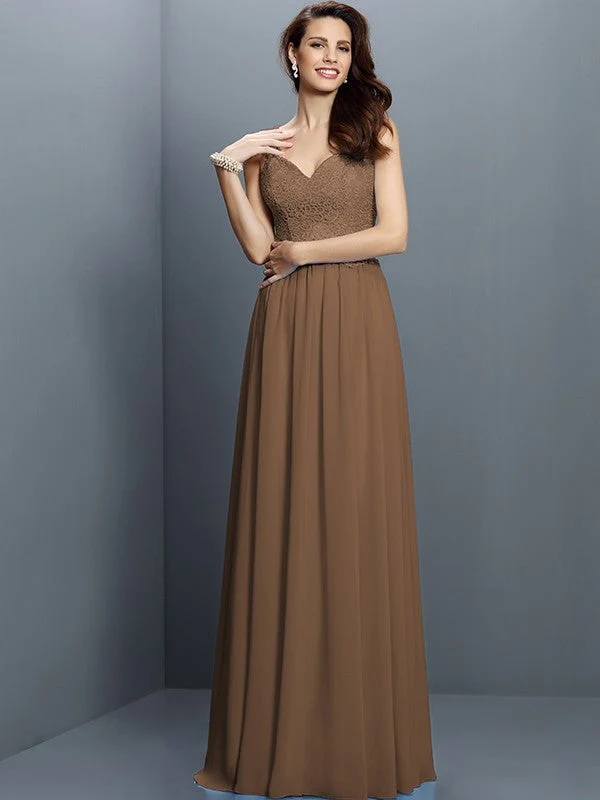 V-Neck Elegant Lace Sleeveless Long Chiffon Bridesmaid Dresses - Image 4