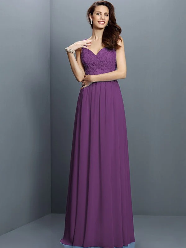 V-Neck Elegant Lace Sleeveless Long Chiffon Bridesmaid Dresses - Image 5