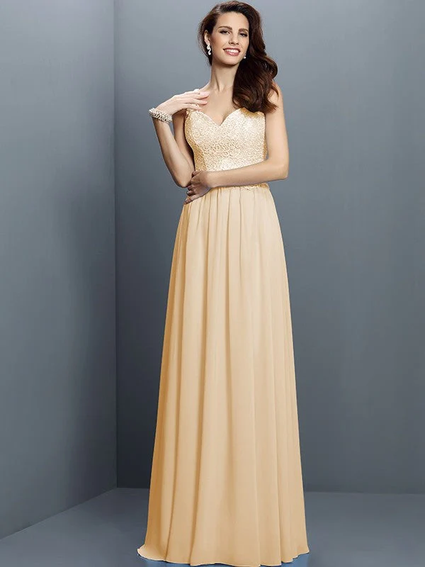 V-Neck Elegant Lace Sleeveless Long Chiffon Bridesmaid Dresses - Image 6