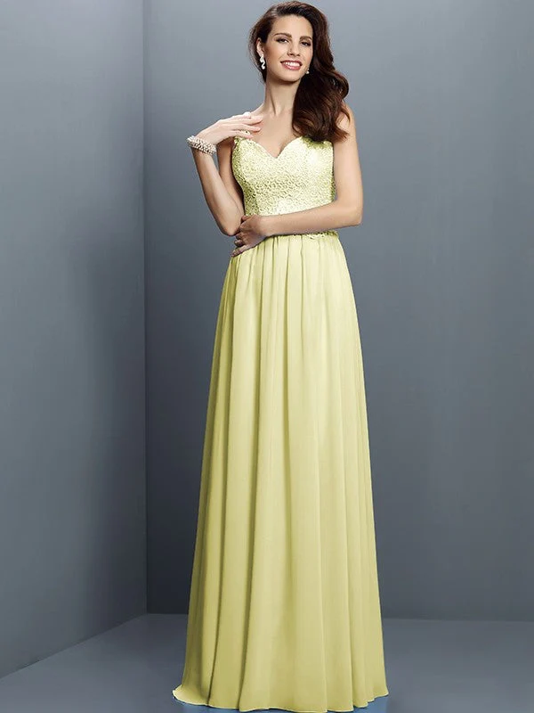 V-Neck Elegant Lace Sleeveless Long Chiffon Bridesmaid Dresses - Image 7