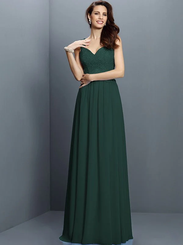 V-Neck Elegant Lace Sleeveless Long Chiffon Bridesmaid Dresses - Image 8