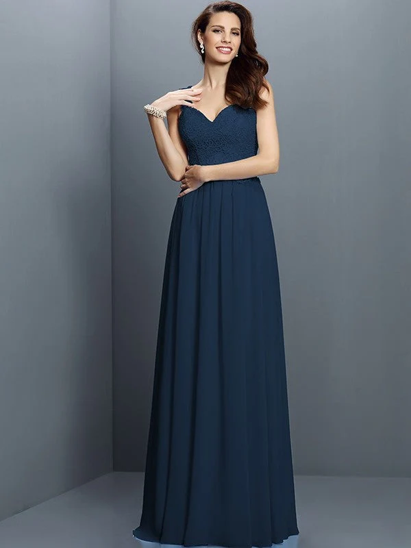 V-Neck Elegant Lace Sleeveless Long Chiffon Bridesmaid Dresses - Image 9