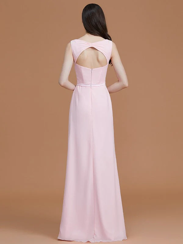 V-Neck Elegant Sleeveless Ruched Chiffon Bridesmaid Dresses - Image 36