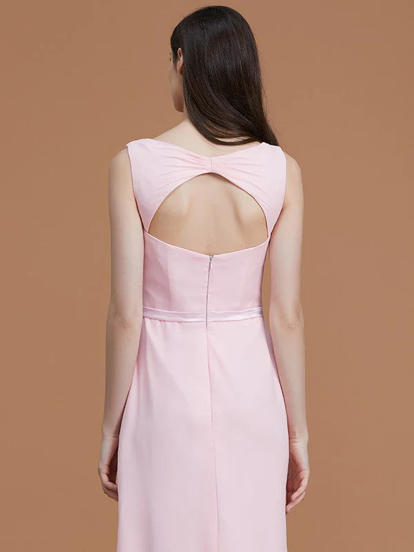 V-Neck Elegant Sleeveless Ruched Chiffon Bridesmaid Dresses - Image 7