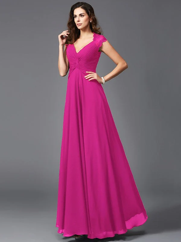 V-Neck Elegant Sleeveless Long Chiffon Bridesmaid dresses - Image 10