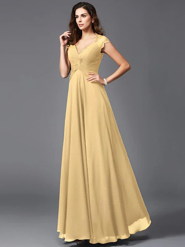 V-Neck Elegant Sleeveless Long Chiffon Bridesmaid dresses - Image 12