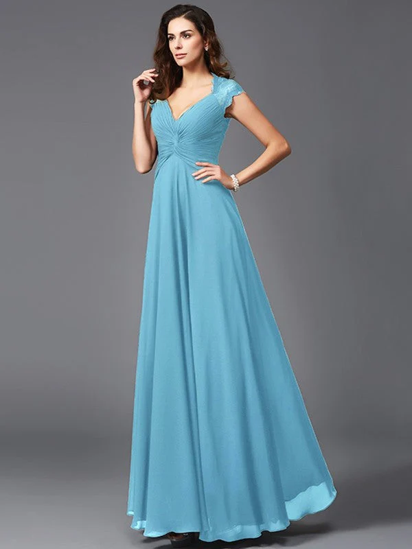 V-Neck Elegant Sleeveless Long Chiffon Bridesmaid dresses - Image 2