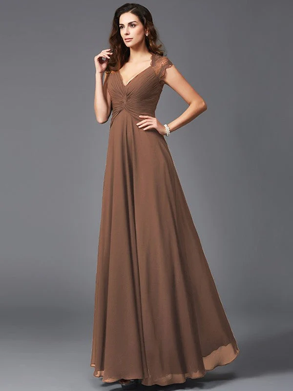 V-Neck Elegant Sleeveless Long Chiffon Bridesmaid dresses - Image 3