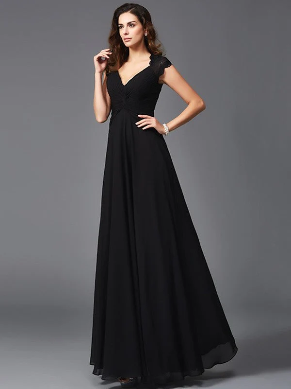 V-Neck Elegant Sleeveless Long Chiffon Bridesmaid dresses - Image 4