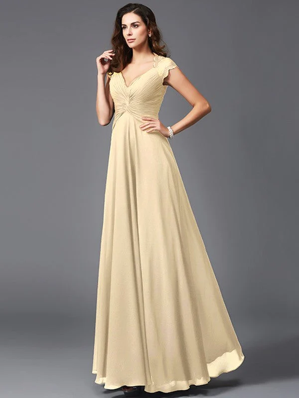 V-Neck Elegant Sleeveless Long Chiffon Bridesmaid dresses - Image 5
