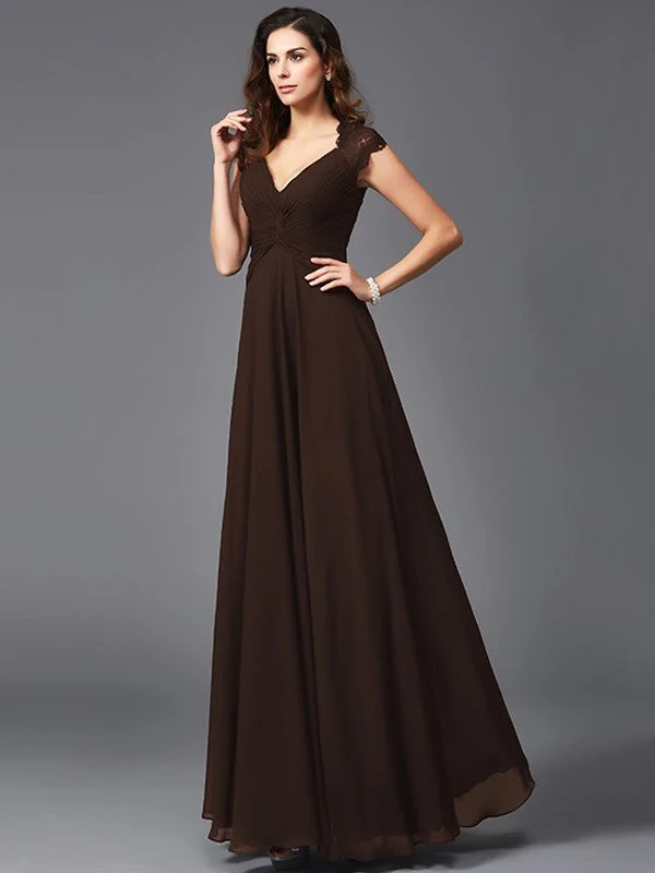 V-Neck Elegant Sleeveless Long Chiffon Bridesmaid dresses - Image 6