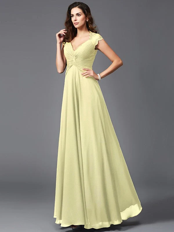 V-Neck Elegant Sleeveless Long Chiffon Bridesmaid dresses - Image 7