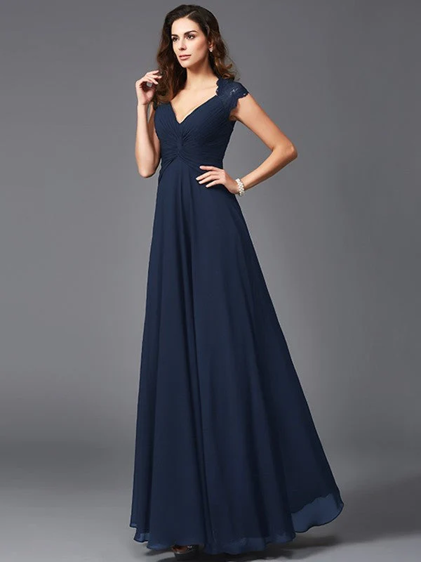 V-Neck Elegant Sleeveless Long Chiffon Bridesmaid dresses - Image 9