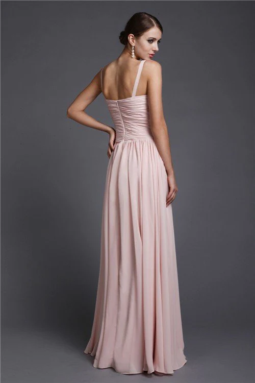 V-Neck Elegant Sleeveless Long Ruffles Chiffon Bridesmaid Dresses - Image 30