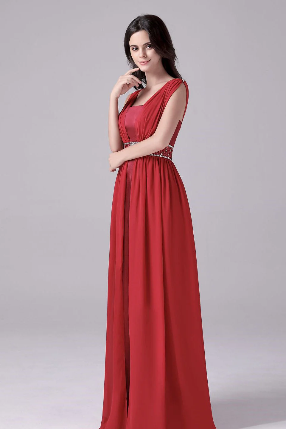 A-line court train sleeveless halter backless mother's dress - Image 7