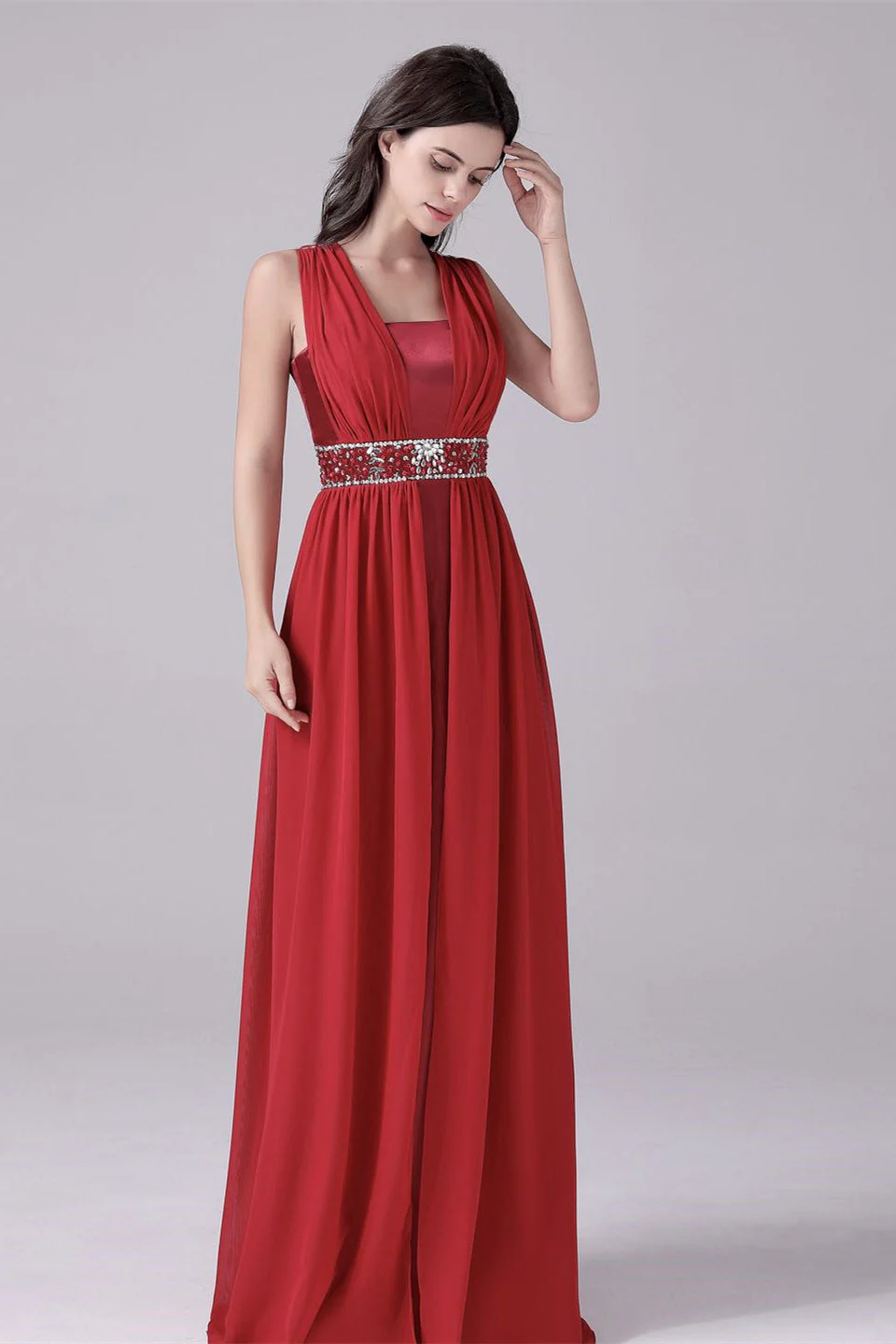 A-line court train sleeveless halter backless mother's dress - Image 9