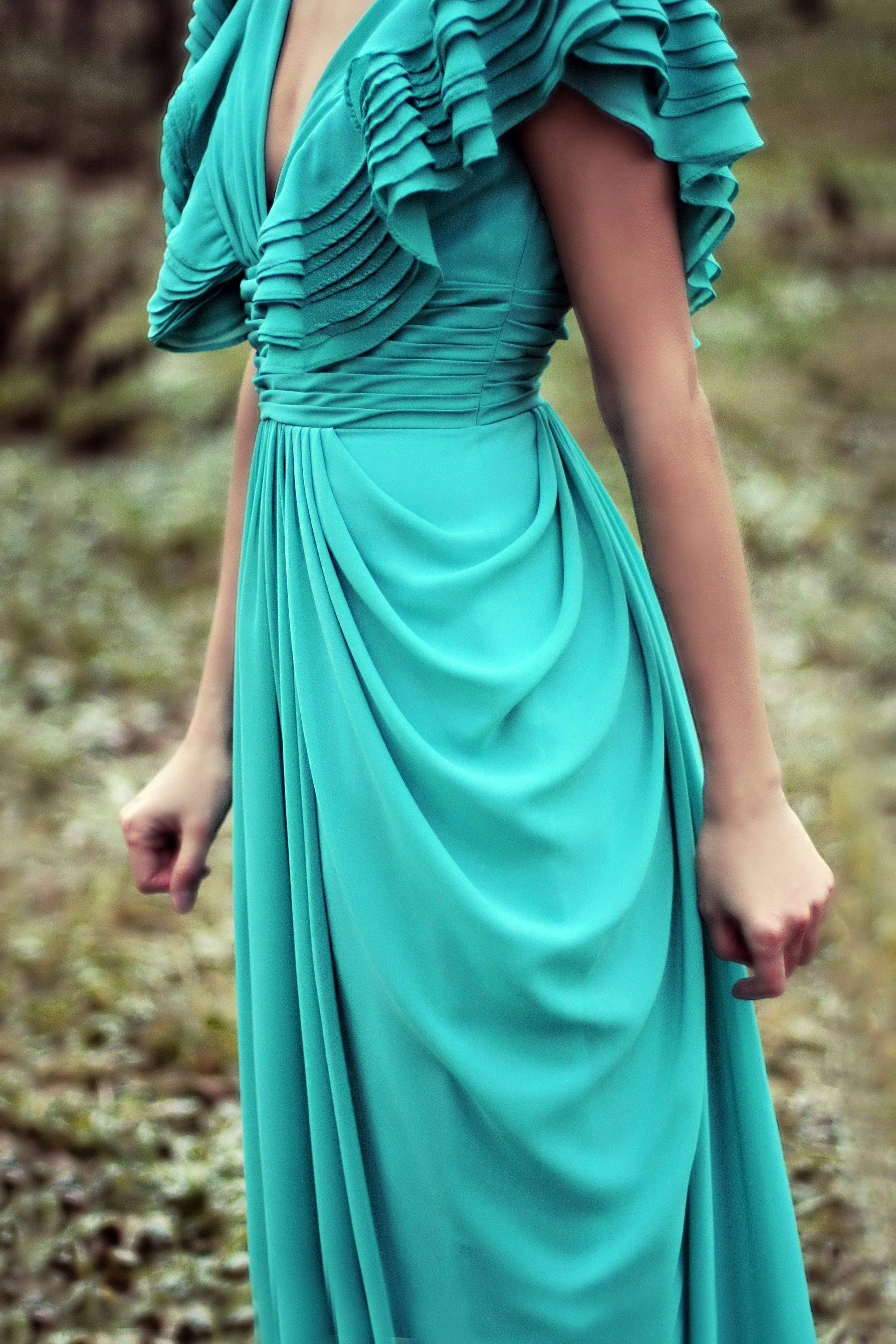 A-line Deep V-neck Floor Length Chiffon Backless Prom Dress - Image 6