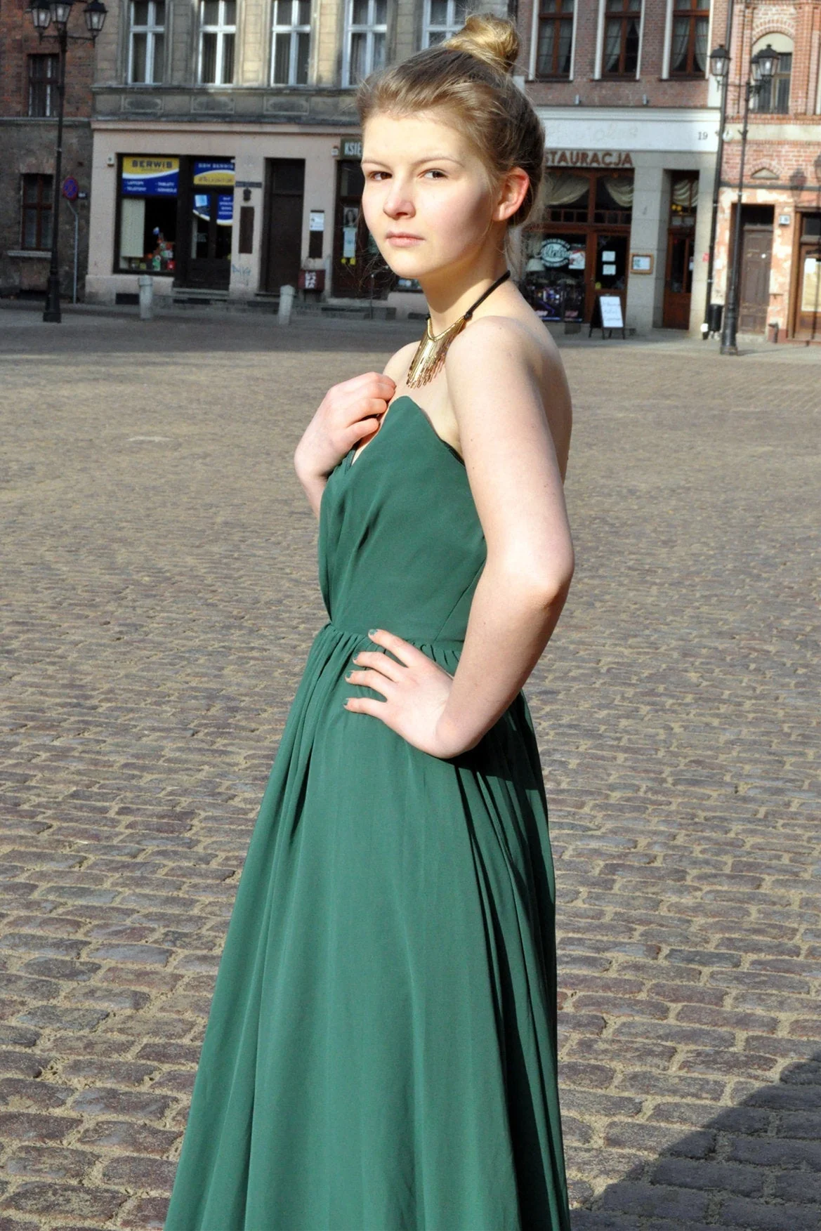 A-line Deep V-neck Floor Length Chiffon Backless Prom Dress - Image 5