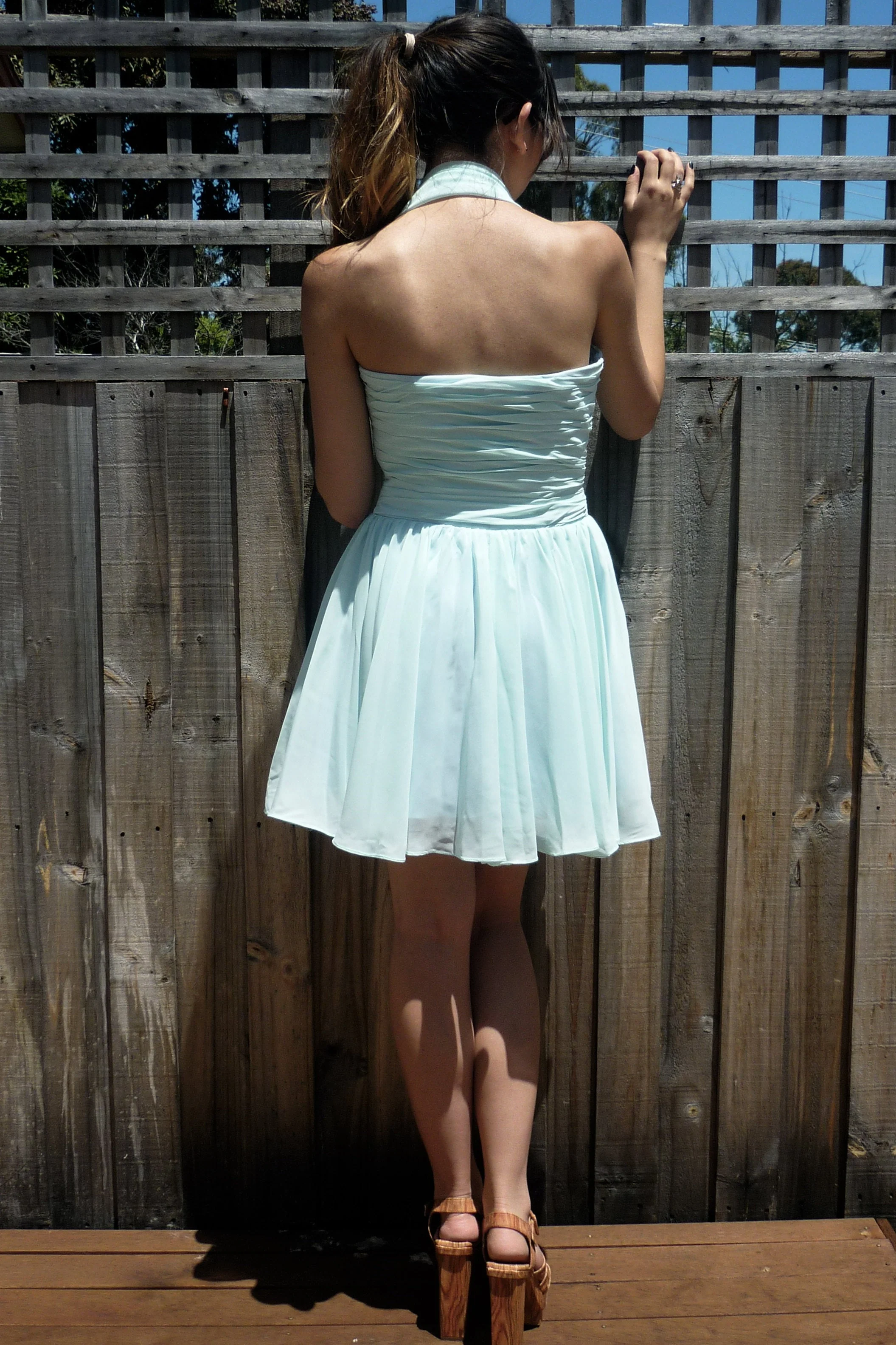 A-line Halt Sweetheart Knee Length Backless Chiffon Prom Dress - Image 2
